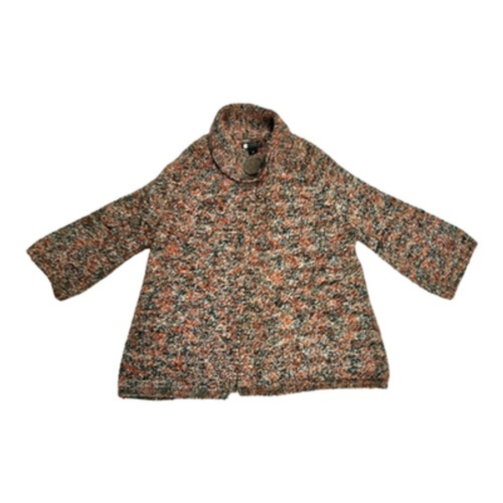 Wool Blend Cardigan long sleeve open front 1 button snap Size M Carole Little